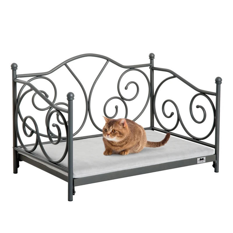 PawHut Pet Bed W/Cushioned Seat, Metal Frame-Grey