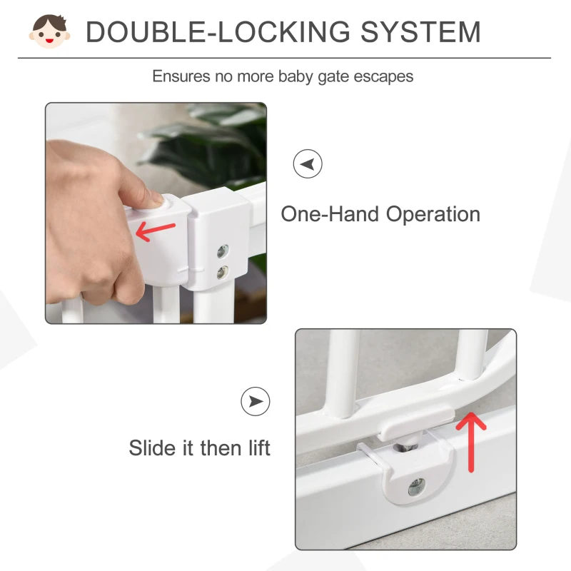 HOMCOM Baby Safety Gate Stair Barrier Pressure Fit Home Doorway Corridors Room Divider Guard with Adjusting Screws White 72.5 x 71cm