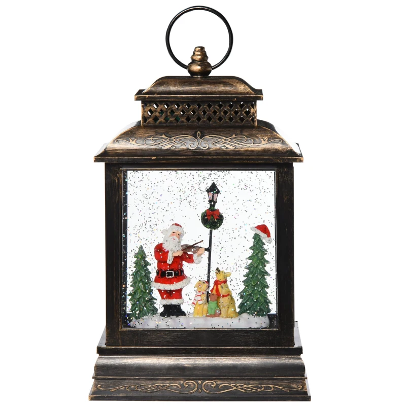 HOMCOM Metal Light-Up Musical Santa & Violin Christmas Lantern