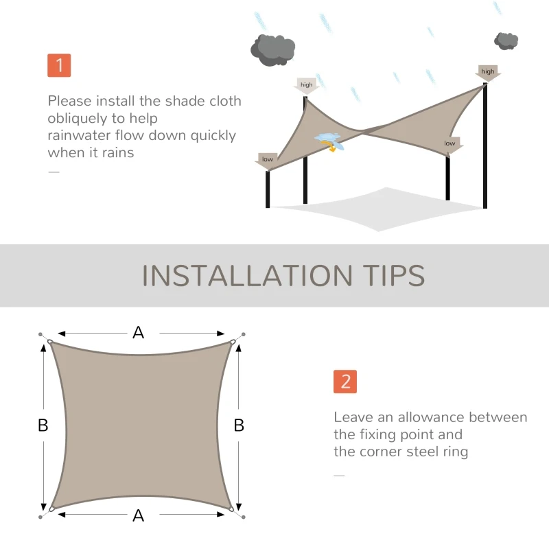 Outsunny Sun Shade Sail UV Resistant Outdoor Lawn Patio Shelter Garden Canopy Awning - (Triangle（3 meter）, Light Brown)