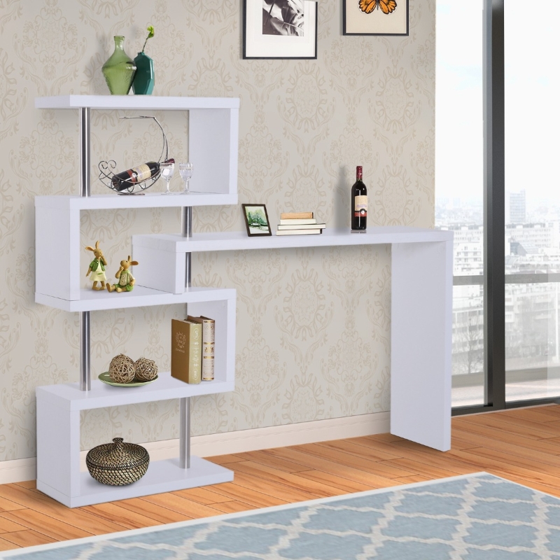HOMCOM Counter Wooden Shelf-White