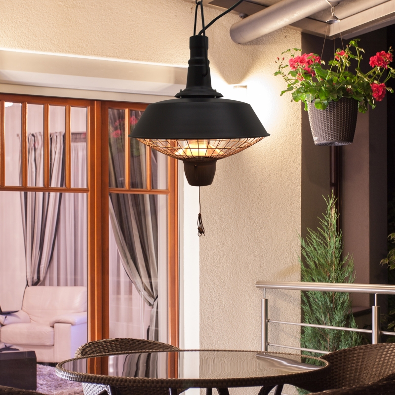 Outsunny Outdoor Electric Heater, Halogen, 2100W-Black