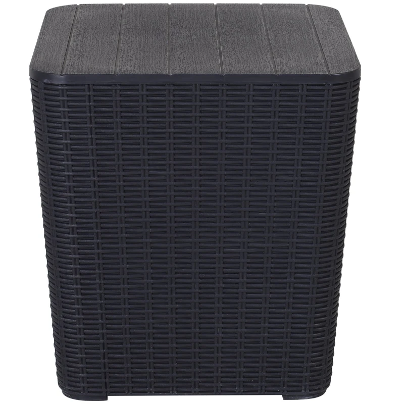Outsunny 50L Outdoor Patio Resin Rattan Wicker Knit Square Coffee Table Bar End Table Garden Furniture Bucket - Black