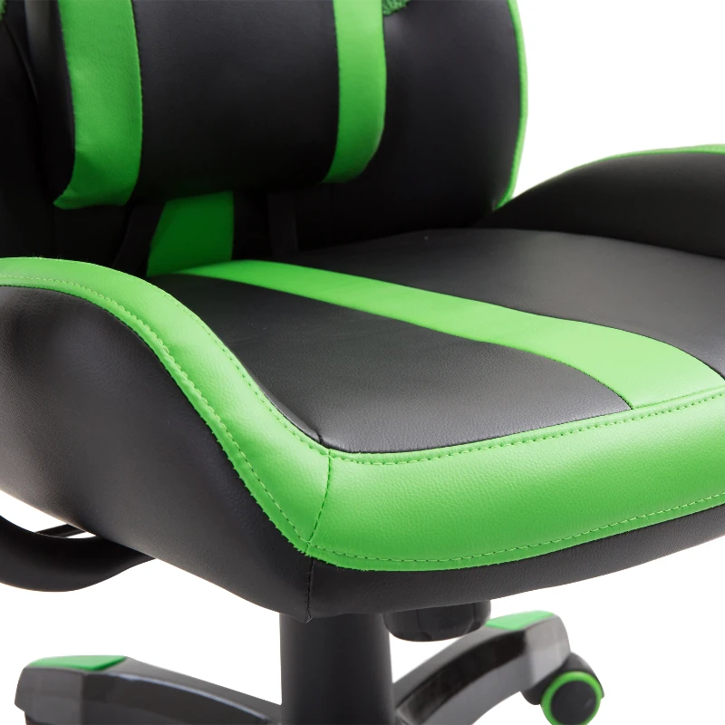 HOMCOM PU Leather Gaming Chair Racing Chair Office Swivel Recliner Ergonomic High Back Executive Seat w/ Pillow - Green