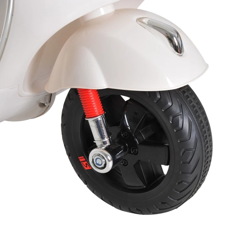 HOMCOM Kids Ride On Vespa Motorcycle W/LED Lights - White