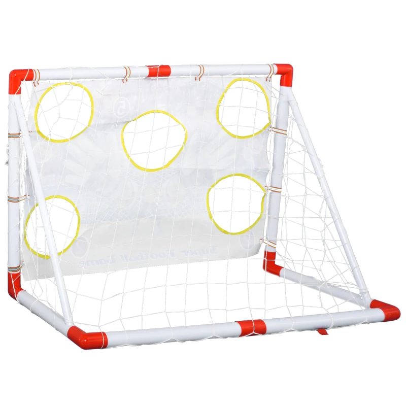 HOMCOM 2 in 1 Kids Football Goal Football Target Goal Net w/ Ball Pump Indoor Outdoor Sports