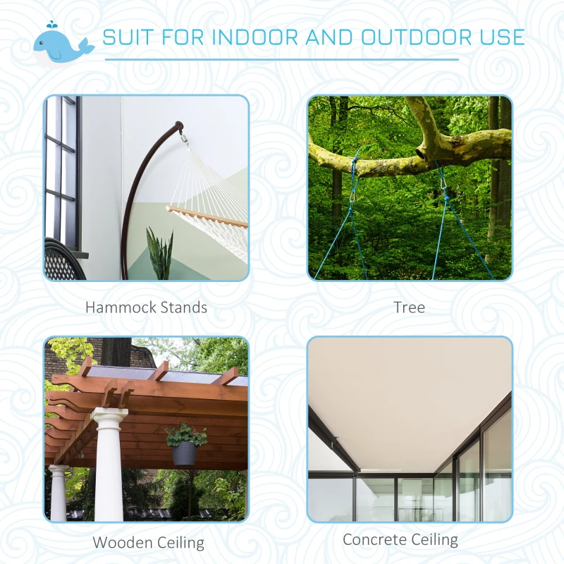 Outsunny Kids Pod Swing Seat Sensory Hammock Children Hanging Chair with 100% Cotton Canvas Hardware for Indoor and Outdoor Use Blue