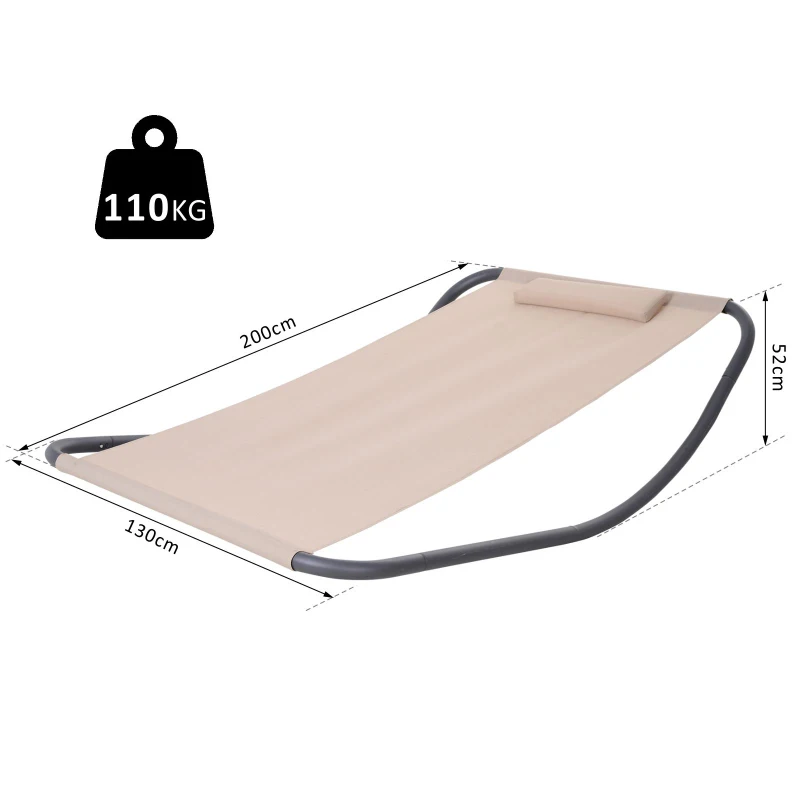 Outsunny Single Garden Rocking Bed Outdoor Swing Sun Lounger Day Bed Recliner with Pillow - Beige