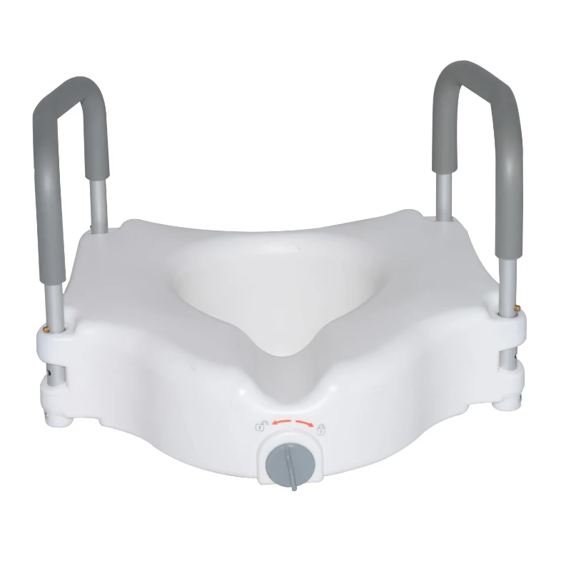 HOMCOM Raised Elevated Toilet Seat W/ Lock and Padded Arms, 52x44.3x33 cm-White