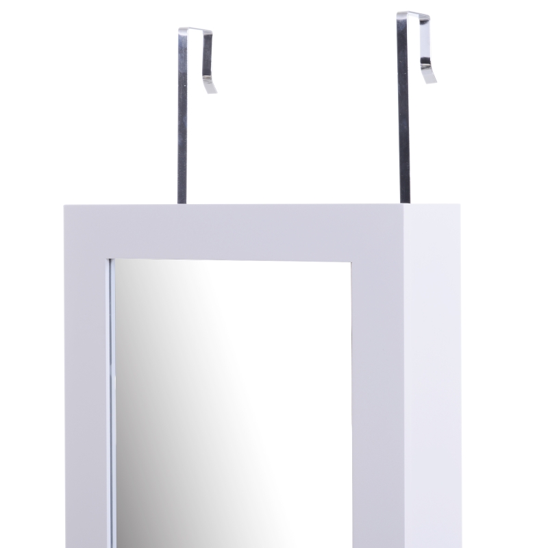 HOMCOM Wall /Door Mounted Armoire Mirror Jewellery Cabinet, 36Wx108.5Hx11.5T cm-White