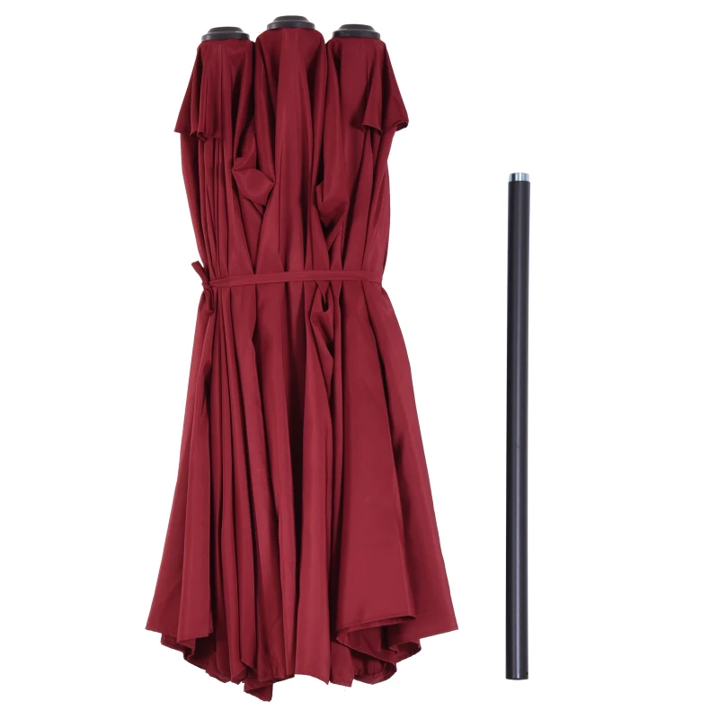 Outsunny 4.6m Double-Sided Patio Parasol Sun Umbrella-Wine Red