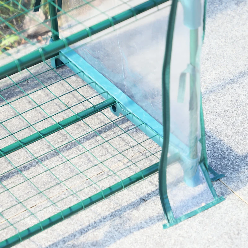 Outsunny 4 Tiers Mini Portable Greenhouse Plant Grow Shed Metal Frame PVC Cover 160H x 70L x 50Wcm
