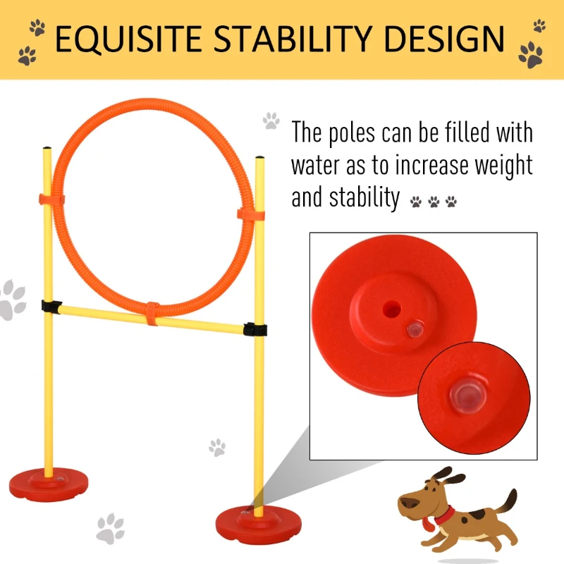 PawHut Dogs Plastic Beginners 2-Course Agility Set Yellow