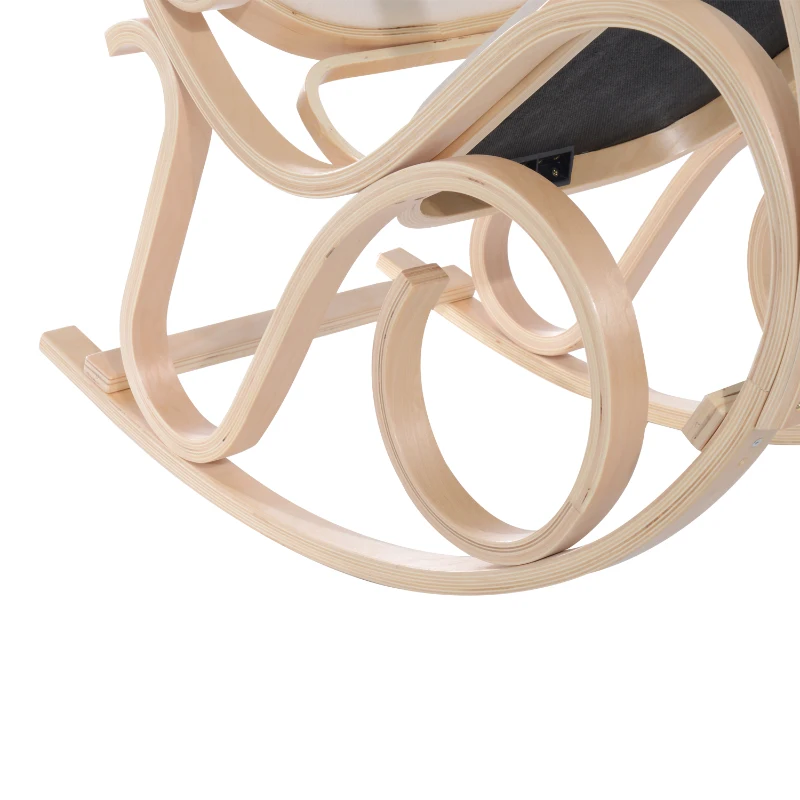 HOMCOM Antique Rocker Wooden Rocking Chair Lounger Relaxing Seating Leisure Lounging Padded Seat Classic Furniture