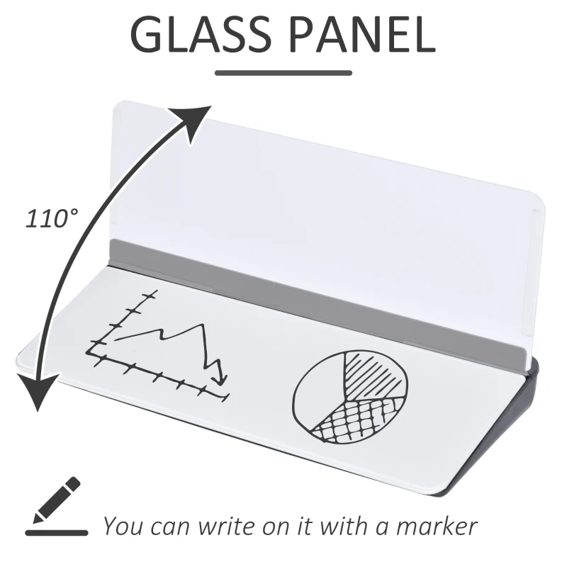 Vinsetto Glass Desk Organiser Marker-Erasable Notes Board