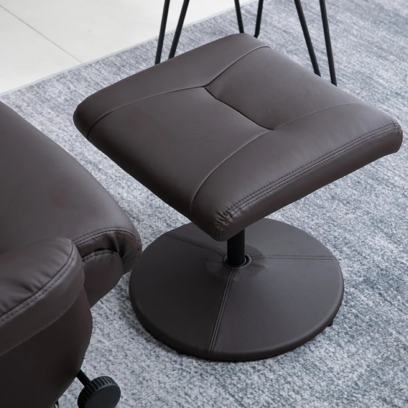 HOMCOM Executive Recliner Chair high back Leather Seat with Footrest Stool Brown