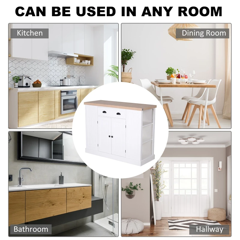 HOMCOM Wooden Multifunction Island Storage Cabinet White