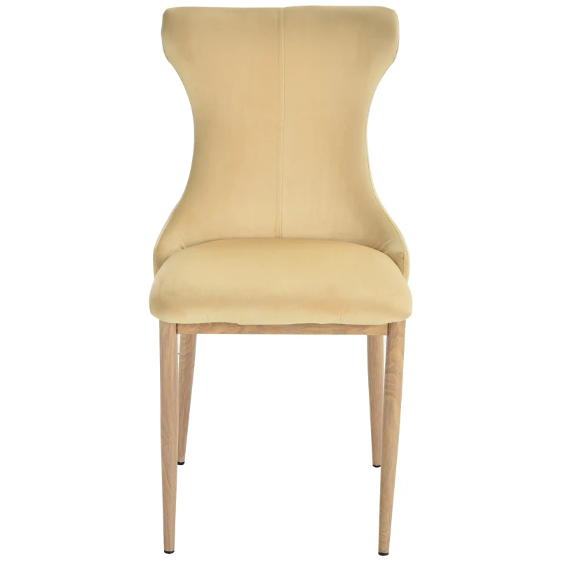 HOMCOM Polyester Upholstered Set-of-2 Dining Chairs Cream