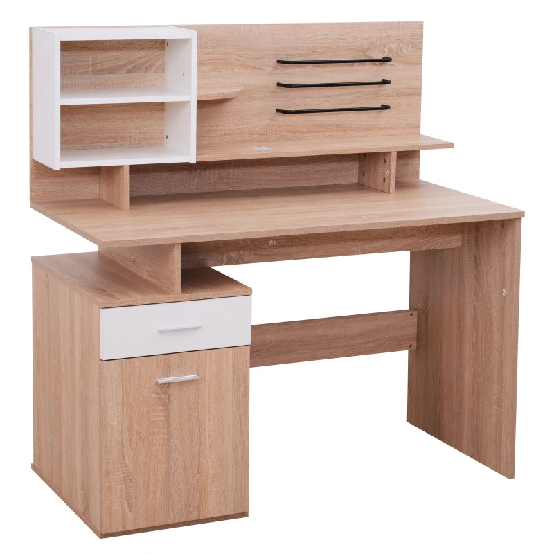 Vinsetto Computer Desk, 120Lx60Wx122H cm, Particle board-Oak/White Colour