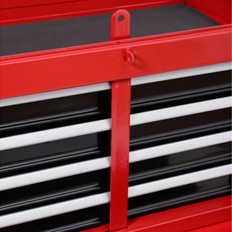 HOMCOM 2-in-1 Steel Garage Tool Storage Cart Rolling Wheeled Cabinet Organiser w/ Drawers Pegboard Cabinet Security Rod Red