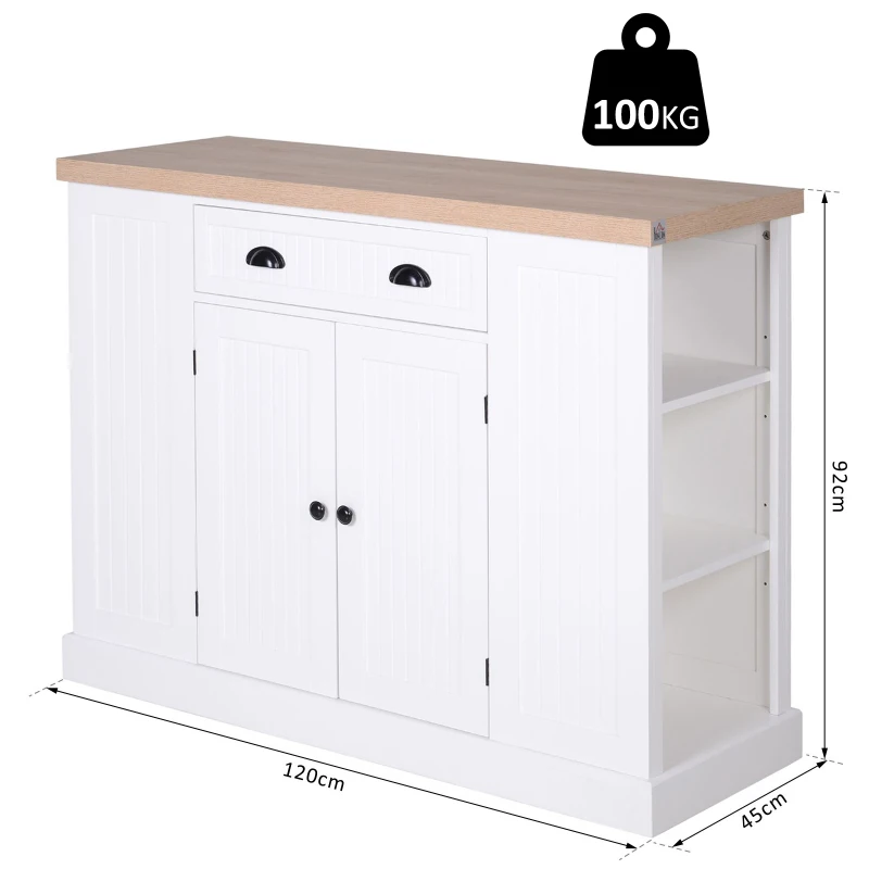 HOMCOM Wooden Multifunction Island Storage Cabinet White