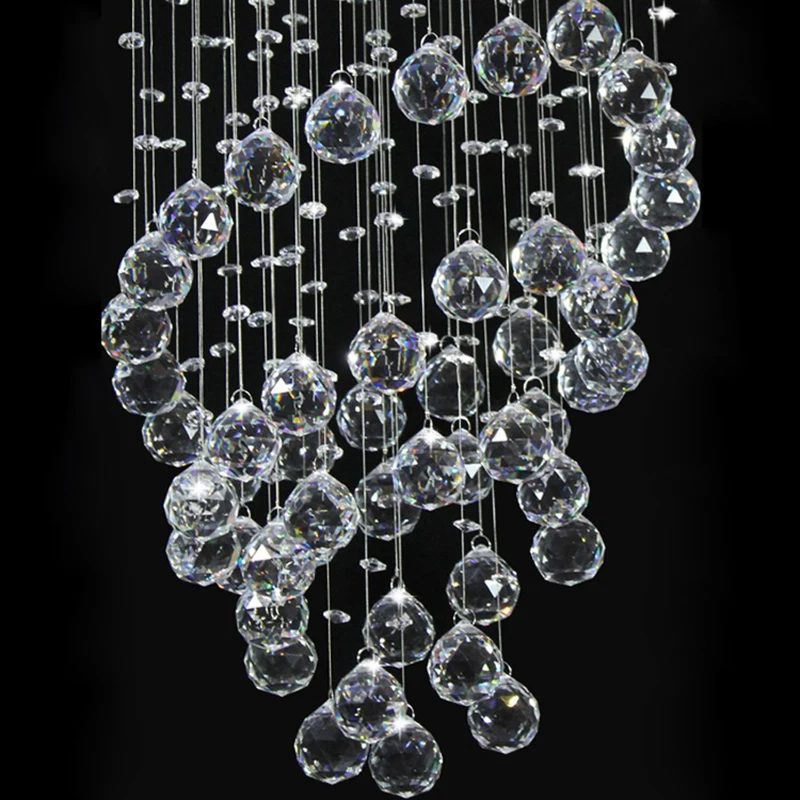 HOMCOM Spiral Crystal Lamp Flush Mount Chandelier Ceiling Pendant Fixture for  Living Room - Silver
