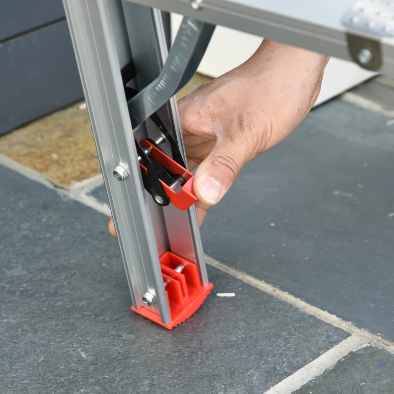 HOMCOM Folding Aluminum Alloy Ladder Step Stool with 4 Platform Plates Multi-Purpose, for Indoor and Outdoor 150kg, Silver