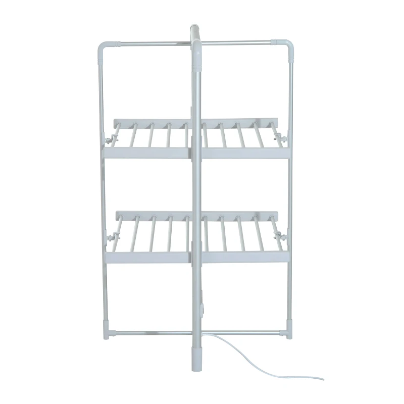 HOMCOM Electric Cloth Airer 2 Tier Heater Quick Dry Standing Warmer Light Weight Portable Aluminium Frame w/ Folding Function