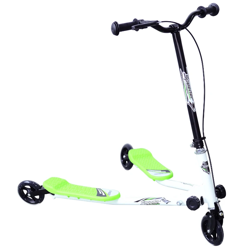 HOMCOM Kids 3 Wheels Foldable Speeder Push Scooter Tri Motion Slider Green BY HOMCOM