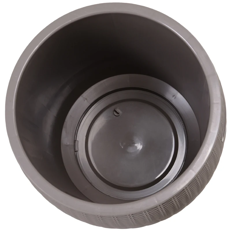 Outsunny 45L Outdoor Patio Rattan Effect Cooler Wicker Knit Round Stool Bar Table Garden Furniture Bucket - Grey