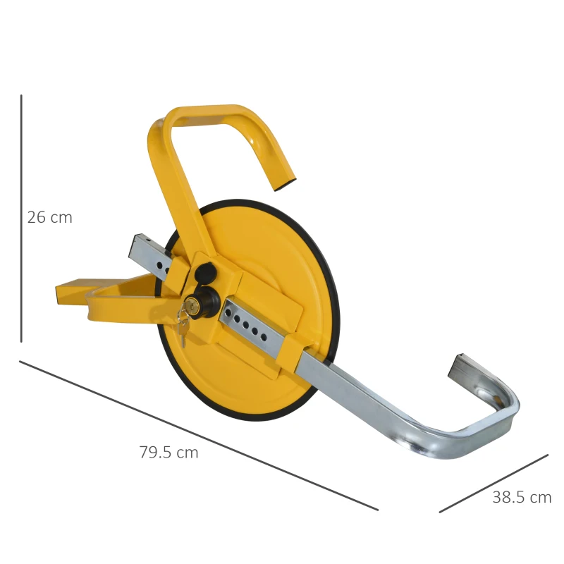 HOMCOM Heavy Duty Steel Wheel Clamps Anti-Theft Device Fits 13 to 15 Inch Wheels Suitable For Cars Trailer Motorcycle w/ 2 Keys