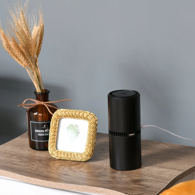 HOMCOM Portable Car Air Purifier, Low Noise Air Cleaner with 2 USB Port for Dust, Pollen, Smoke, Odor, Black