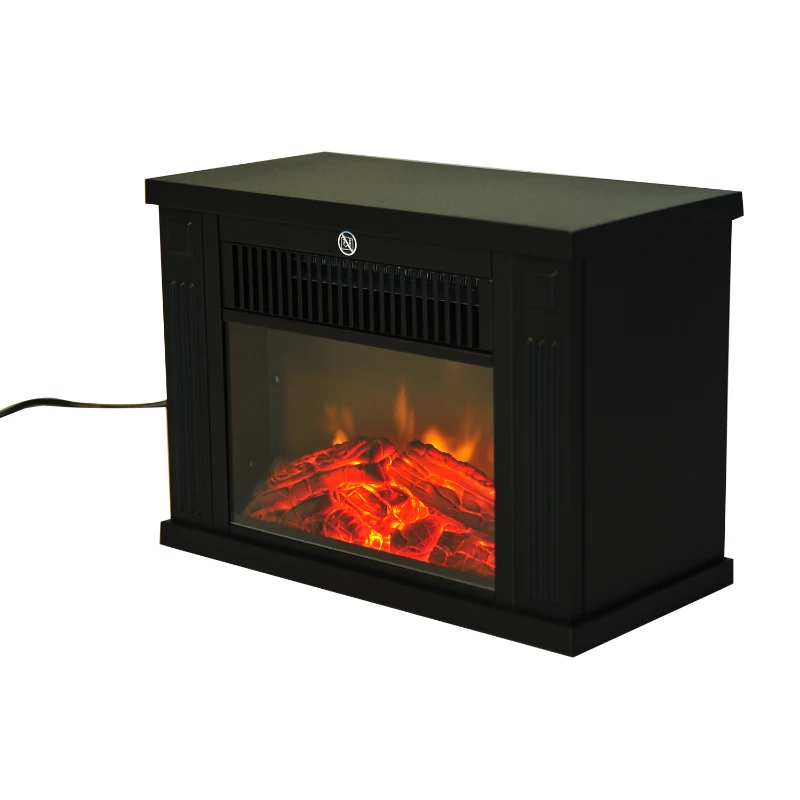 HOMCOM Fire Wood LED Flame Electric Fireplace-Black