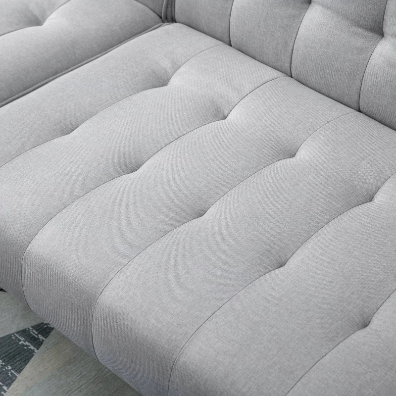 HOMCOM Two Seater Sofa Bed Futon Split Back Recliner W/Wood Frame, 98D x 181W x 79Hcm-Grey