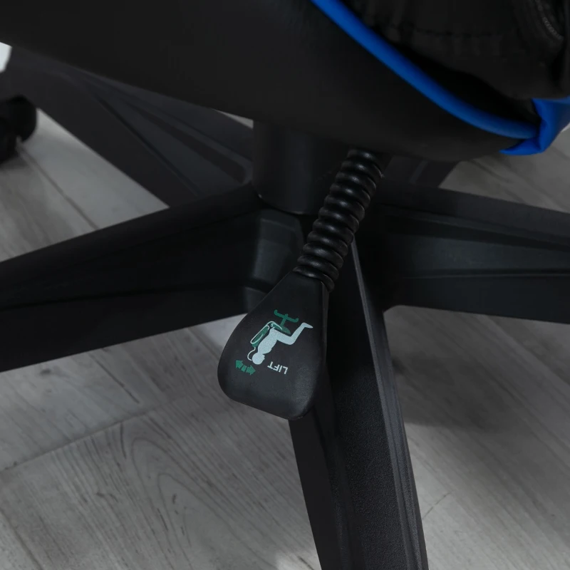 Vinsetto Stylish Striped PU Leather High Back Office Chair w/ Rotating Armrests Reclining Back Adjustable Height 360° Swivel White Blue Black