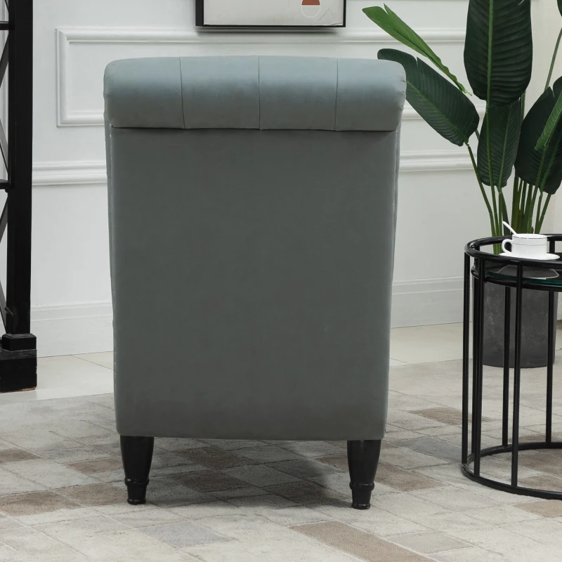 HOMCOM Tufted Chaise Longue Modern Recliner Upholstered Leisure Sofa Chair with Pillow for Living Room, Bedroom