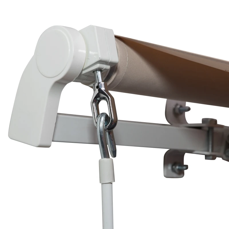 Outsunny 3.5M x 2.5M Garden Patio Manual Awning Canopy Sun Shade Shelter Retractable Gear Lever Winding Handle Cream