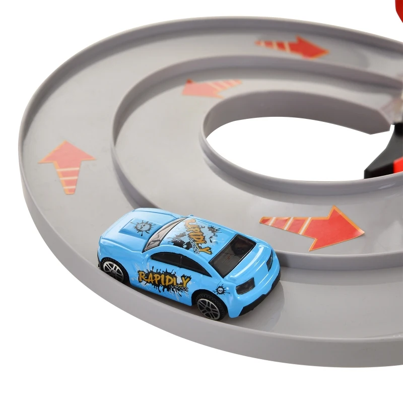 HOMCOM 55 Pcs Kids Parking Lot Play Set 3 Storey Garage Playset Cars Helicopter Elevator Slopes Traffic Accessories Fun Racetrack for 3 Year Old +