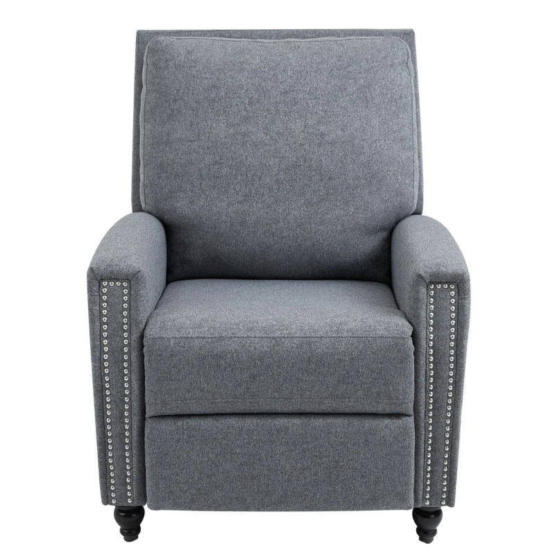 HOMCOM Recliner Armchair Fabric Single Sofa Chair w/ Footpad Light Grey 79W x 86D x 104H cm