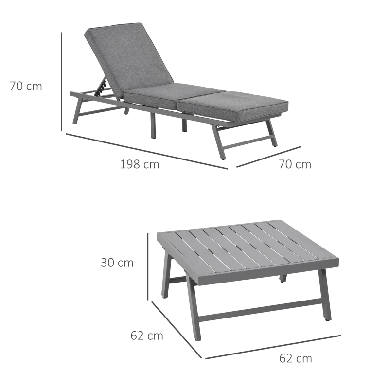 Outsunny 3 Pcs Garden Seating Set w/ Sofa Lounge Coffee Table Outdoor Patio Furniture