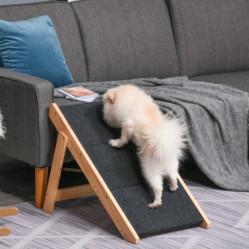 PawHut Dog Steps Pet Stairs 2 In 1 Convertible Dog Ramp Portable Foldable 3 Steps Cat Ladder for Bed Couch Car 60 x 47 x 50 cm
