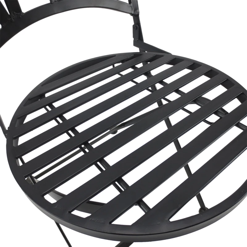 Outsunny Garden Metal Bistro Set 2 Folding Chair 1 Table Outdoor Furniture Black