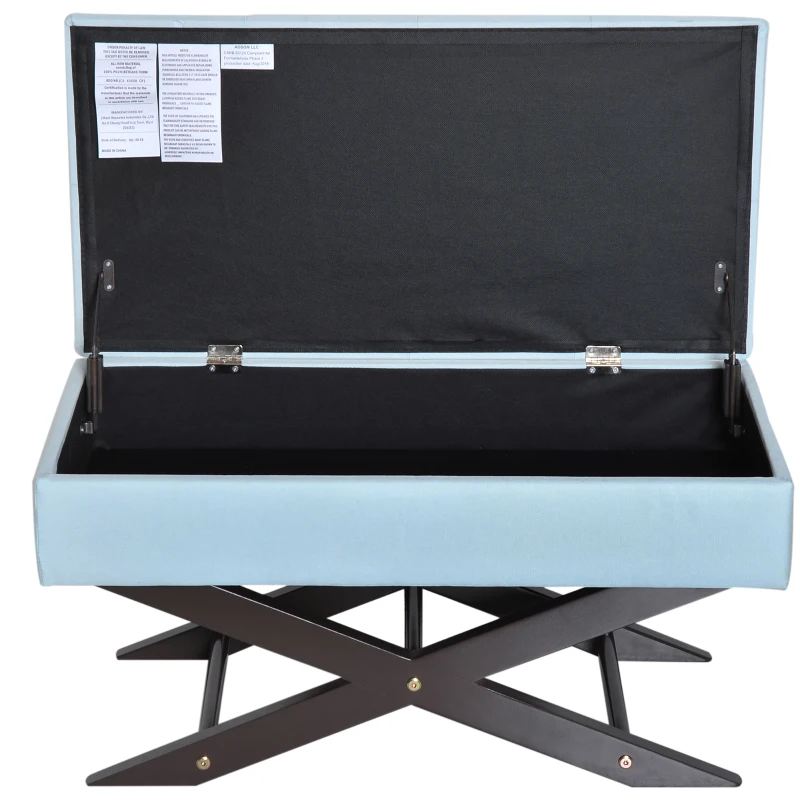 HOMCOM Storage Ottoman Bench, 80Lx40Wx42H cm-Lake Blue