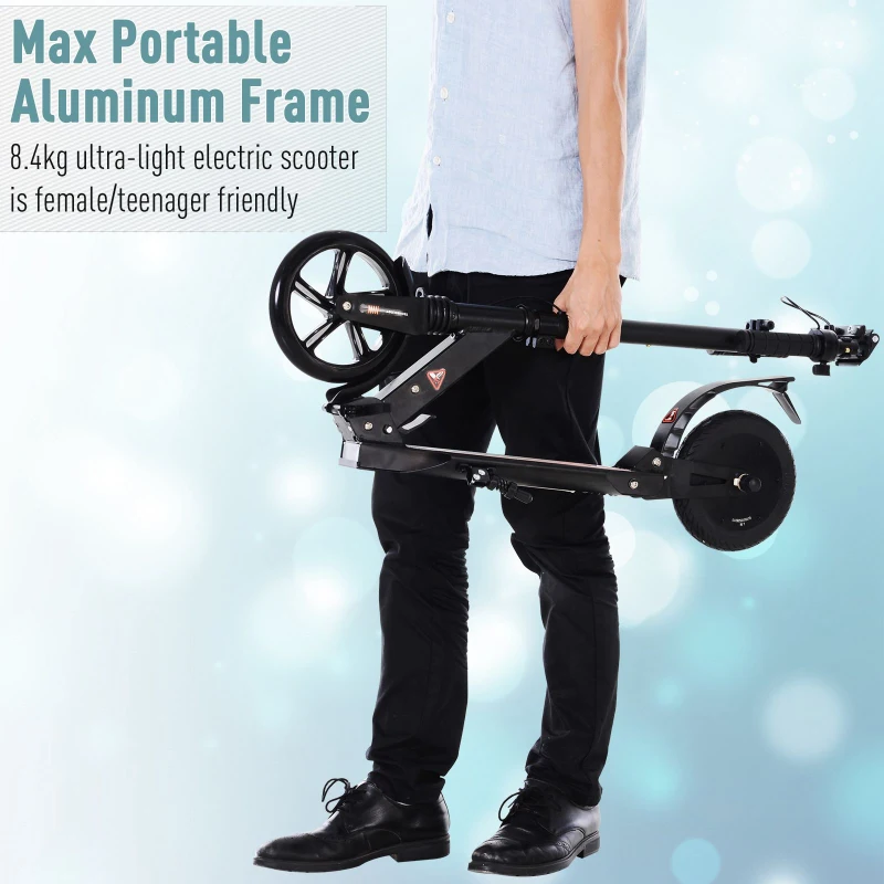 HOMCOM Electric Scooter  for 14+ age 150W Folding Motorised Mobility Kick Scooter Adults Lightweight E Scooter 22.6V - Black