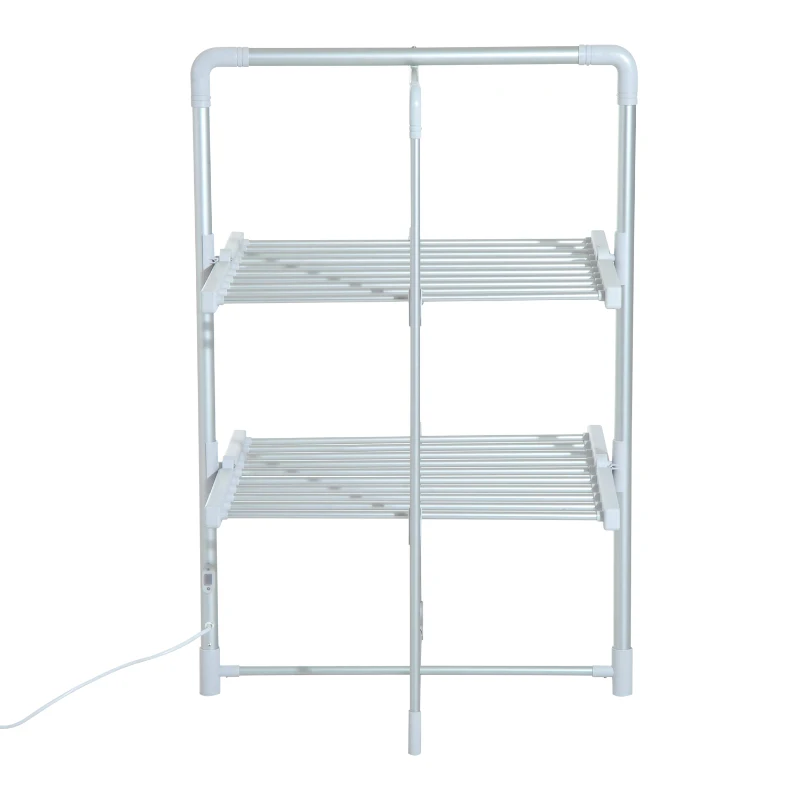 HOMCOM Electric Cloth Airer 2 Tier Heater Quick Dry Standing Warmer Light Weight Portable Aluminium Frame w/ Folding Function
