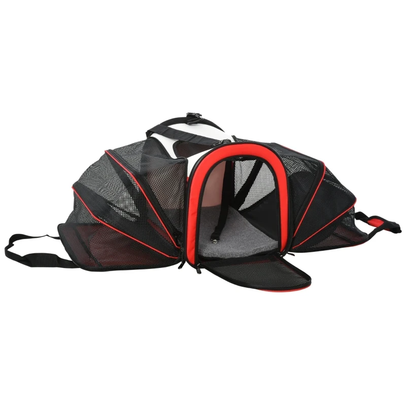 PawHut Polyester Net Expandable Medium Pet Carrier Red/Black