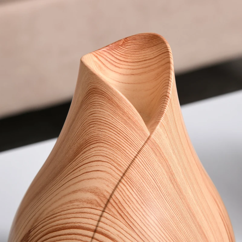 HOMCOM 300ml Aroma Diffuser for Essential Oils Humidifier with Timer, 7 Colors Lights Changing, USB Connection, Auto-off for Home and Office, Wood Effect Nature