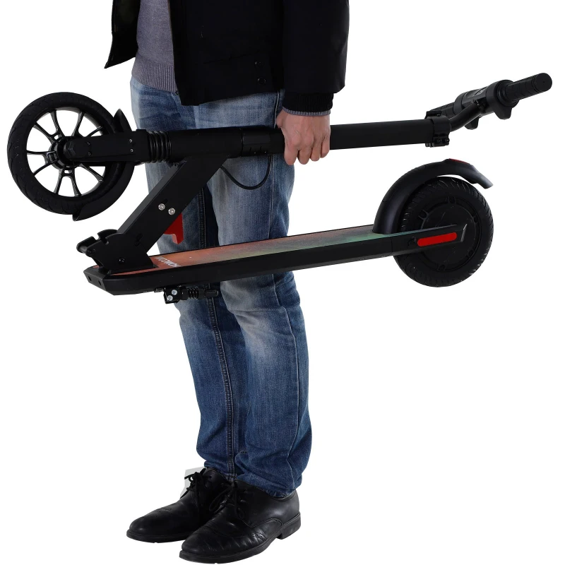 HOMCOM Teen/Adults Aluminium Folding Electric Scooter w/ Lights Black