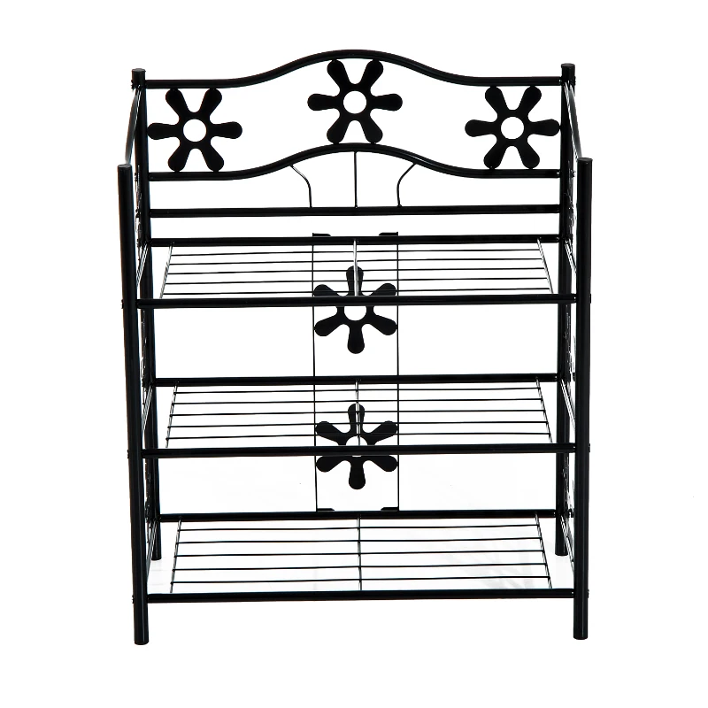 HOMCOM 3-Tier Shoe Rack Plants Stand, 59W x 29.8D x 72Hcm-Black