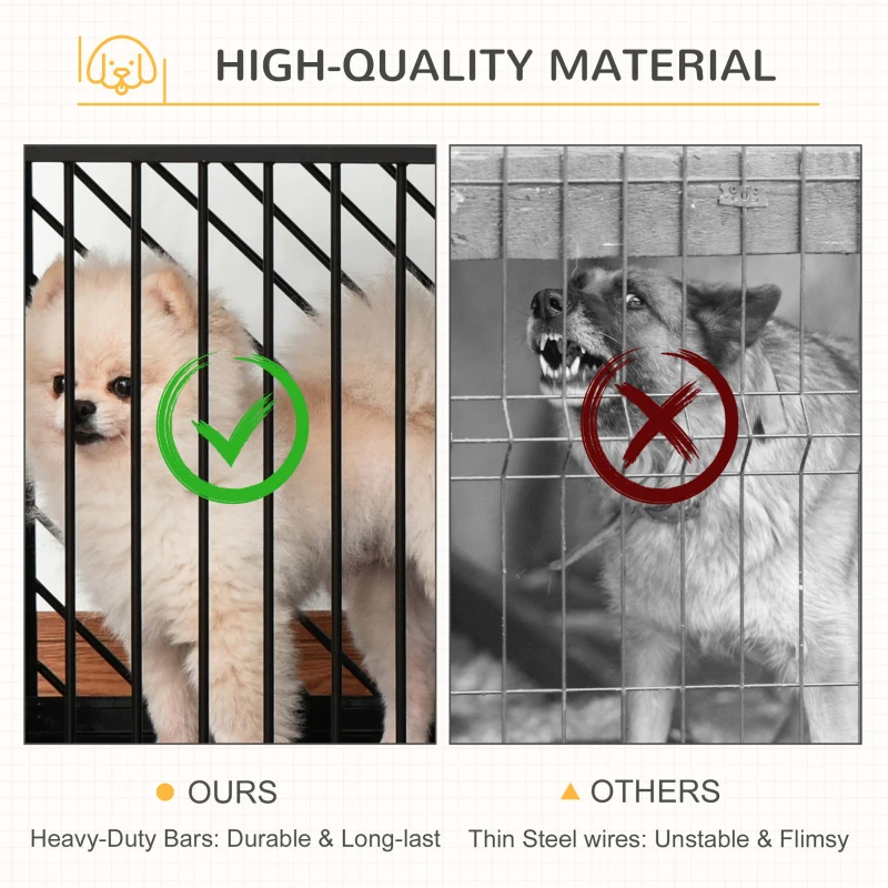 PawHut Heavy Duty Steel Dog Crate Mini Small Dog Kennel Two Doors Tray Large Top Pet Cage 61L x 44W x 49H cm